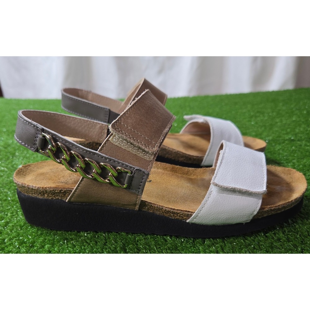 NOAT Eliana Leather Sandals Womens size EU 38 U.S. 7 White & Tan - Picture 7 of 9